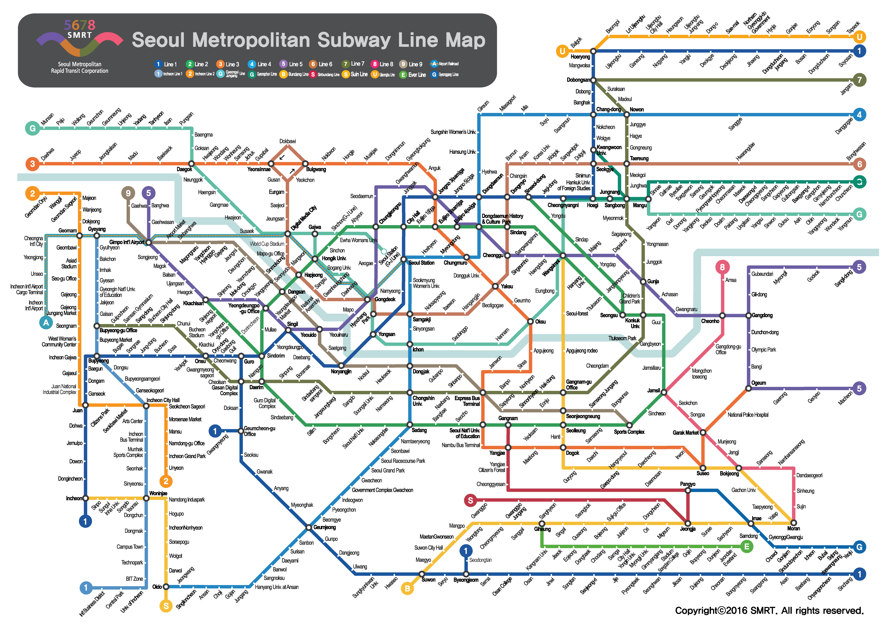 Сеульское метро схема